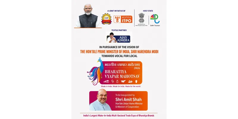 60 Vendors, One Vision: Ajay Ajmera Brings Surat Textile Businesses to Bharatiya Vyapar Mahotsav 2026